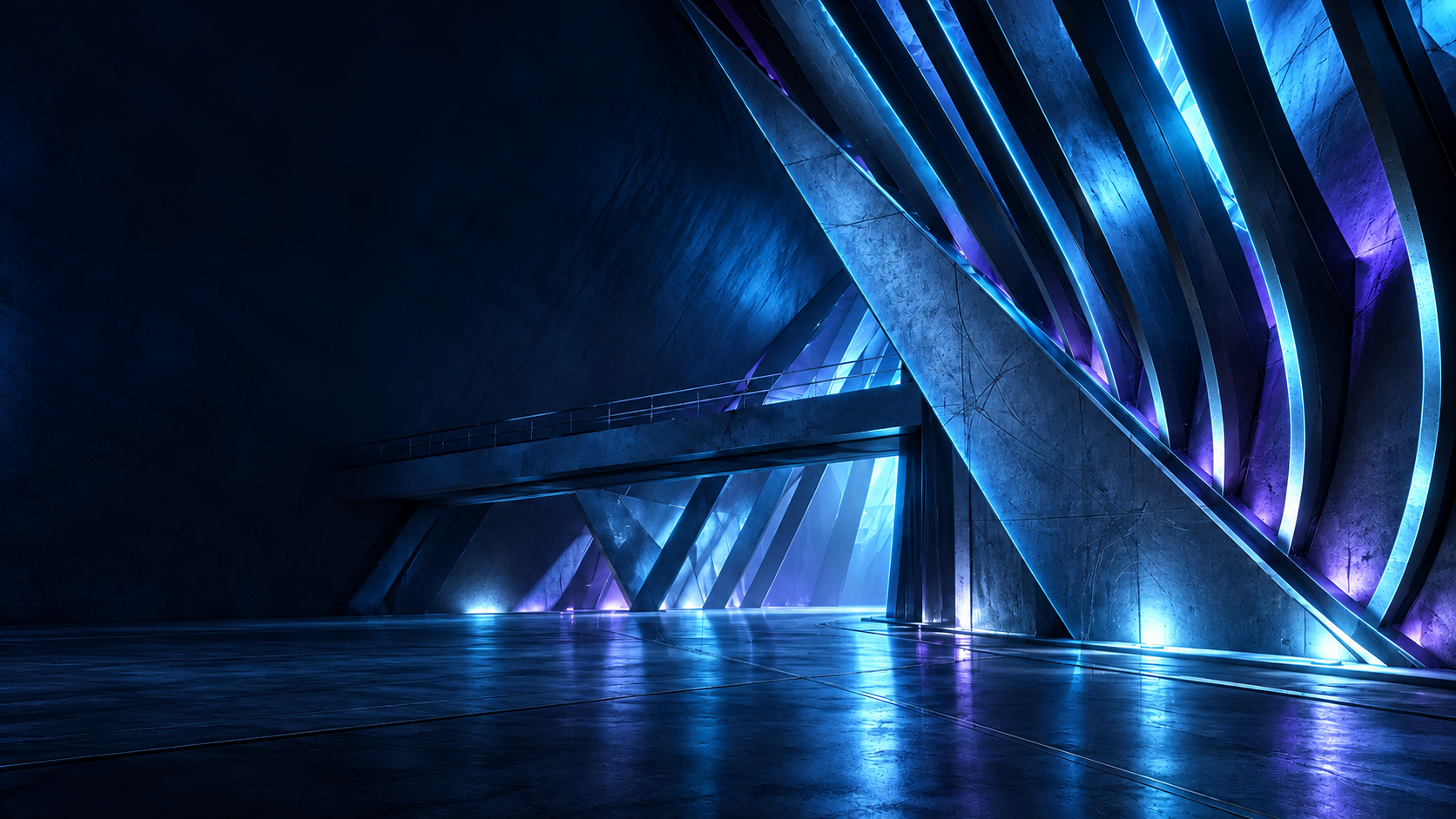 Cyan, blue and violet lighting on the original Mavi architectural design