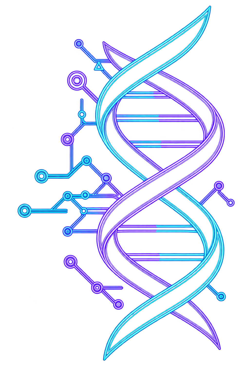 Full Cognix spiral logo in cyan and violet sketch lines